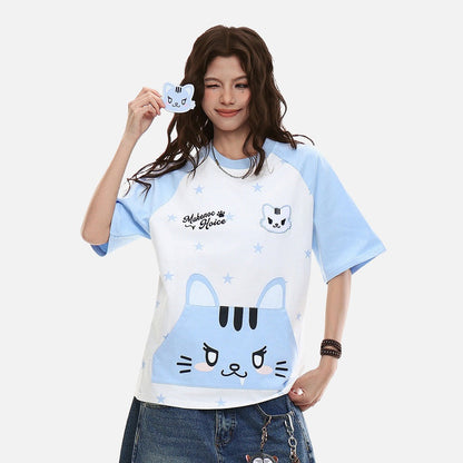 DAXUEN Relaxed fit short-sleeved t-shirt with cat graphic