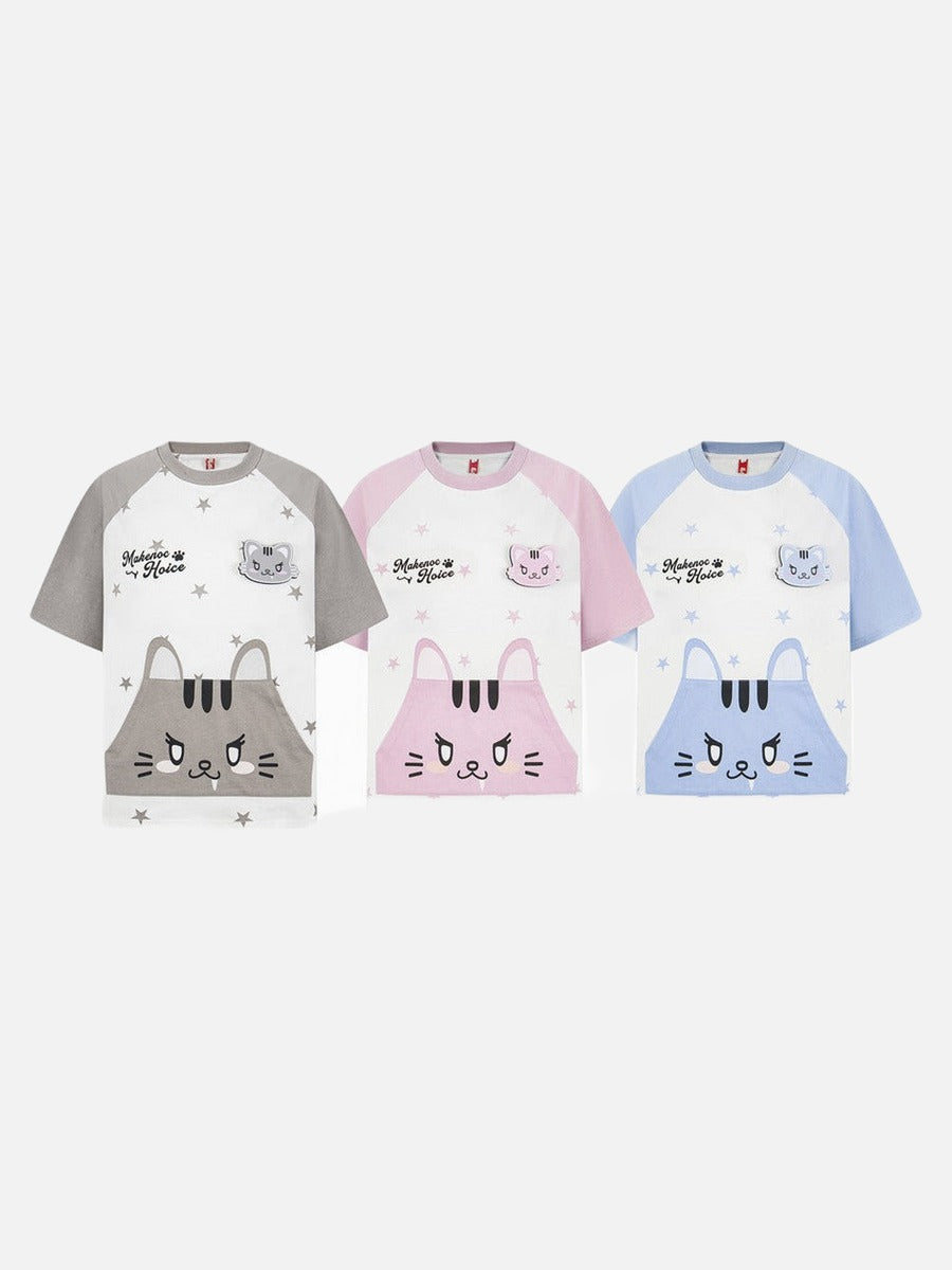 DAXUEN Relaxed fit short-sleeved t-shirt with cat graphic