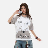 DAXUEN Relaxed fit short-sleeved t-shirt with cat graphic
