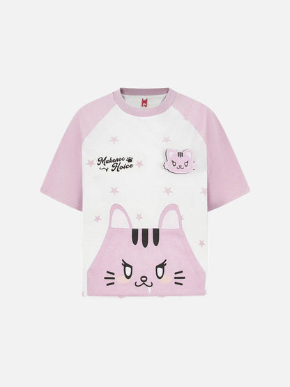 DAXUEN Relaxed fit short-sleeved t-shirt with cat graphic