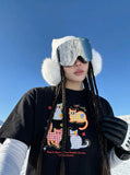 DAXUEN Playful cat graphic t-shirt — model photo