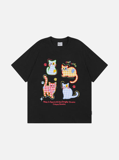 DAXUEN Playful cat graphic t-shirt