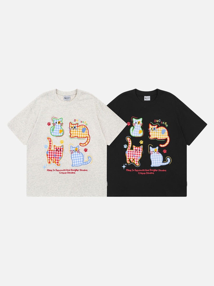 DAXUEN Playful cat graphic t-shirt