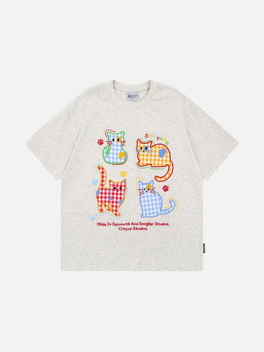 DAXUEN Playful cat graphic t-shirt
