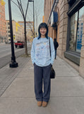 DAXUEN Long-sleeve t-shirt with crayon graphic — model photo
