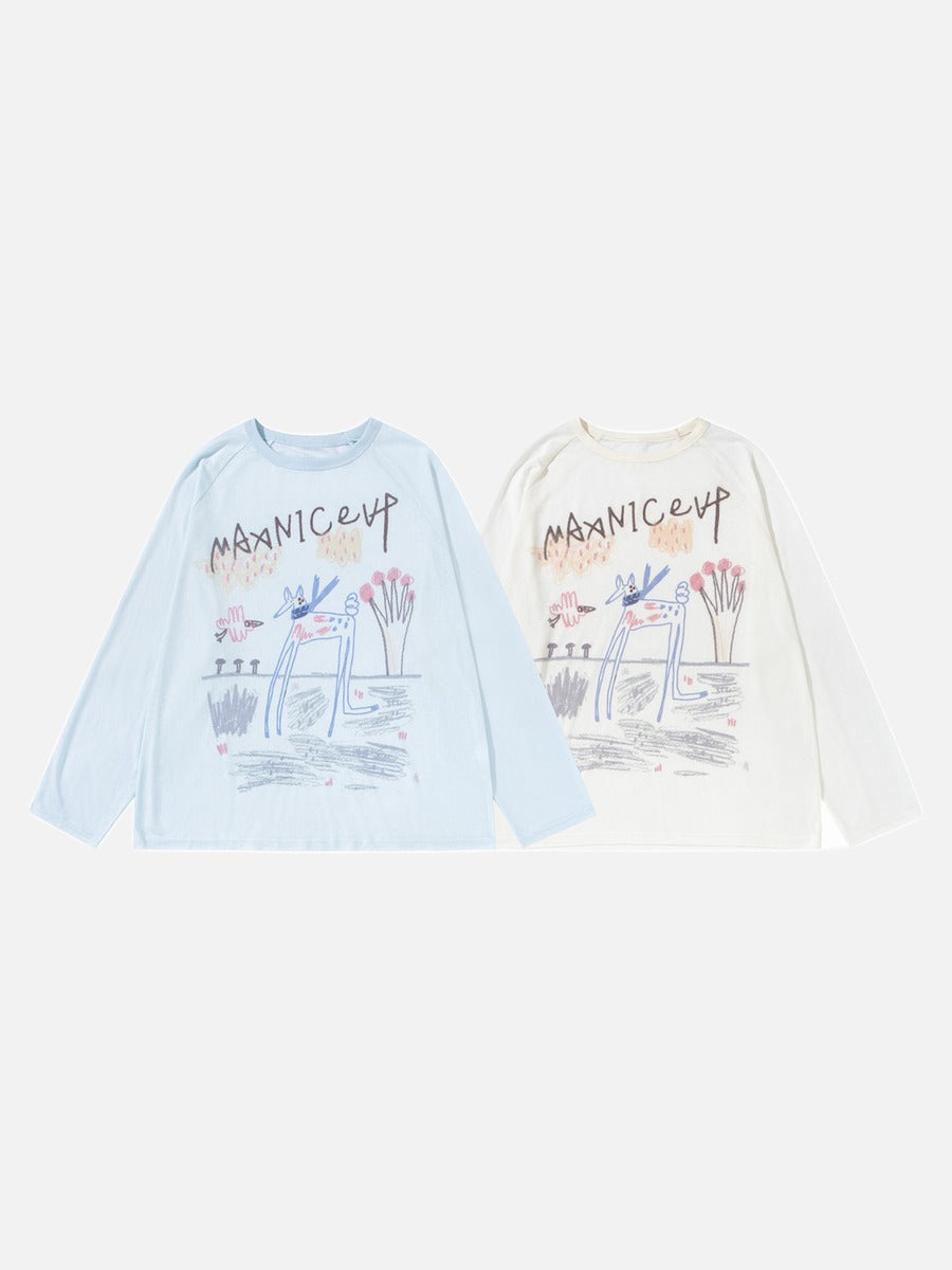 DAXUEN Long-sleeve t-shirt with crayon graphic