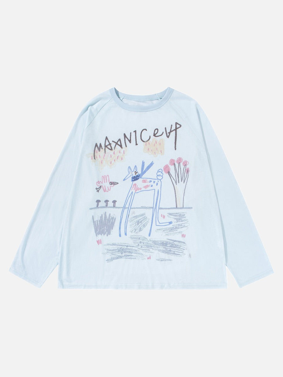 DAXUEN Long-sleeve t-shirt with crayon graphic