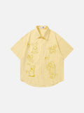 DAXUEN Short-sleeved button-up shirt with dog embroidery
