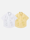DAXUEN Short-sleeved button-up shirt with dog embroidery