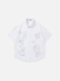 DAXUEN Short-sleeved button-up shirt with dog embroidery