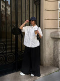 DAXUEN Playful Dog Embroidered Button-Up Shirt | DAXUEN — model photo