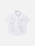 DAXUEN Short-sleeved button-up shirt with dog embroidery