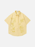 DAXUEN Short-sleeved button-up shirt with dog embroidery