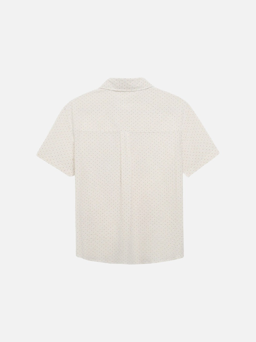 DAXUEN Beige short-sleeved button-up shirt with polka dots