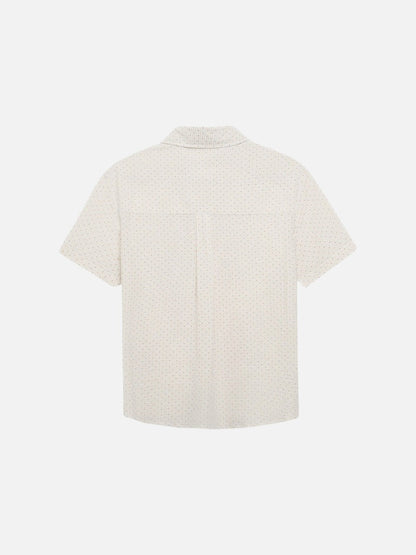 DAXUEN Beige short-sleeved button-up shirt with polka dots