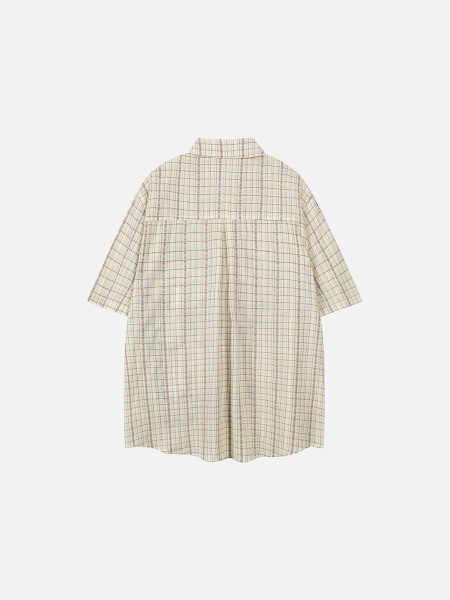 DAXUEN Oversized button-up shirt with cartoon dog appliqué