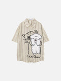 DAXUEN Oversized button-up shirt with cartoon dog appliqué