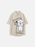 DAXUEN Oversized button-up shirt with cartoon dog appliqué
