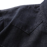DAXUEN dark blue oversized denim shirt with pointed collar
