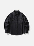 DAXUEN dark blue oversized denim shirt with pointed collar