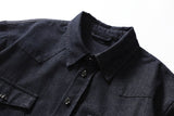 DAXUEN dark blue oversized denim shirt with pointed collar