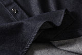 DAXUEN dark blue oversized denim shirt with pointed collar