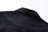 DAXUEN dark blue oversized denim shirt with pointed collar