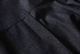 DAXUEN dark blue oversized denim shirt with pointed collar