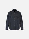 DAXUEN dark blue oversized denim shirt with pointed collar