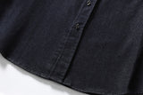 DAXUEN dark blue oversized denim shirt with pointed collar
