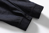 DAXUEN dark blue oversized denim shirt with pointed collar