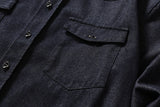 DAXUEN dark blue oversized denim shirt with pointed collar