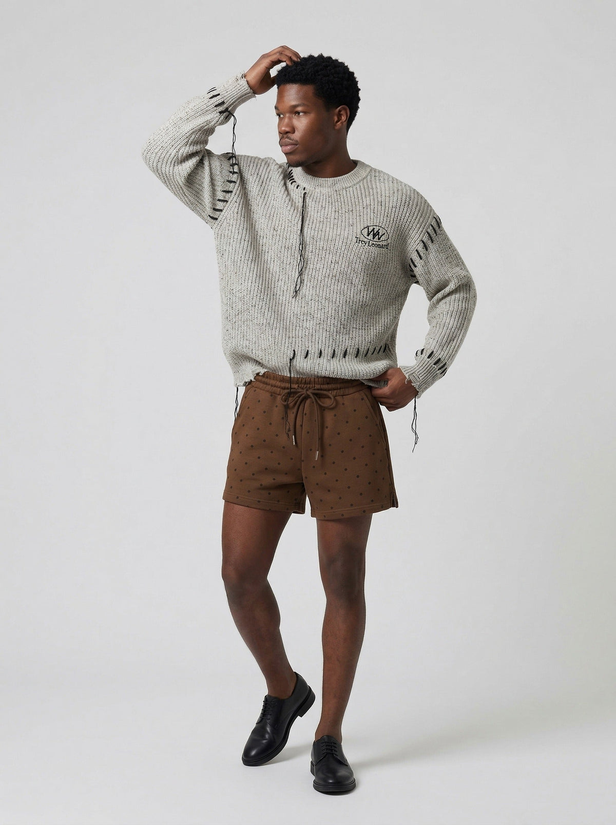 DAXUEN Polka dot casual shorts with drawstring waistband — model photo
