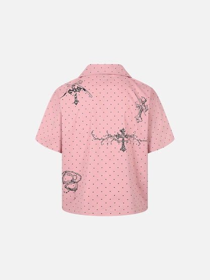 DAXUEN Polka-dot short-sleeve shirt with graphic prints