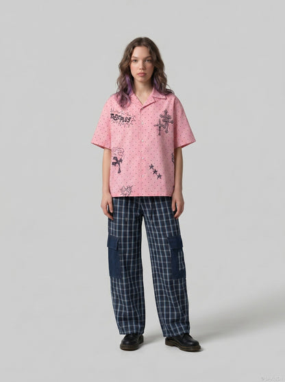 DAXUEN Polka-Dot Cross Casual Shirt | DAXUEN — model photo