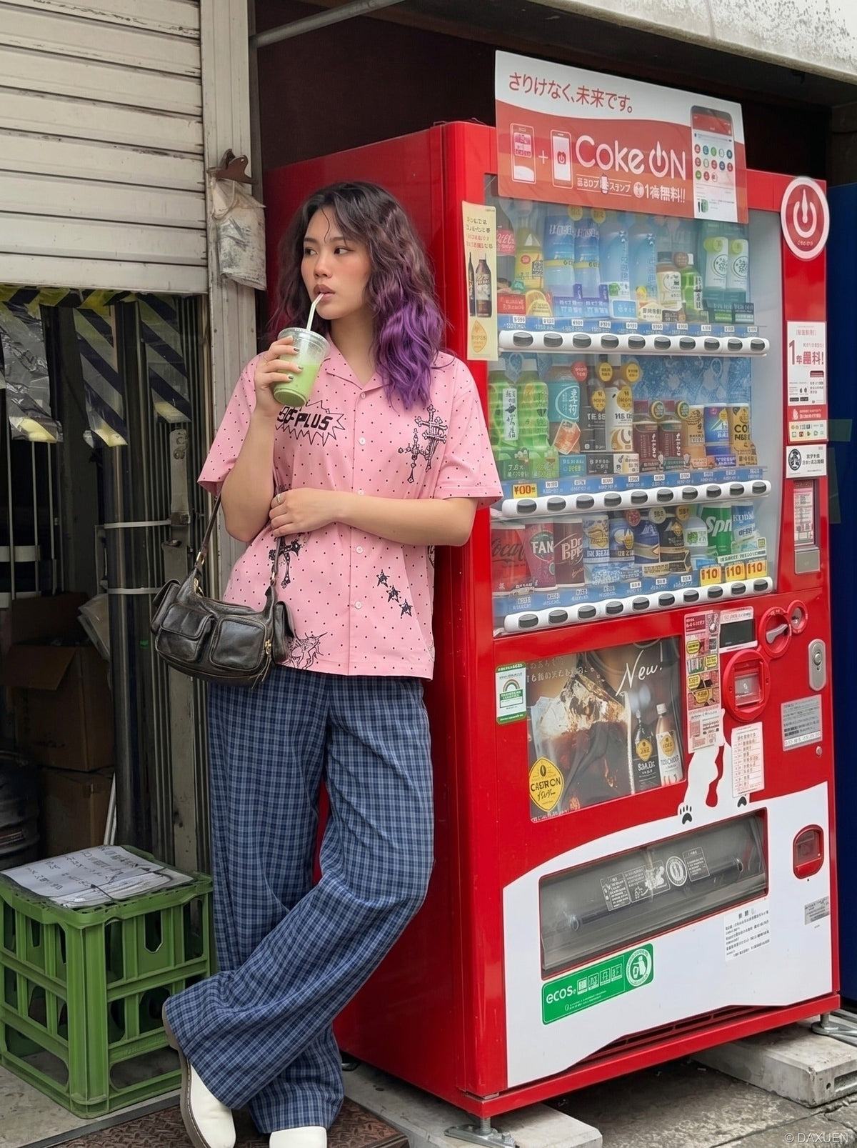 DAXUEN Polka-Dot Cross Casual Shirt | DAXUEN — model photo