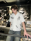DAXUEN Polka-Dot Cross Casual Shirt | DAXUEN — model photo