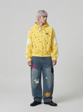 DAXUEN Polka dot full-zip hooded sweatshirt — model photo