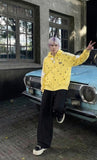 DAXUEN Polka dot full-zip hooded sweatshirt — model photo