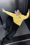 DAXUEN Polka dot full-zip hooded sweatshirt — model photo