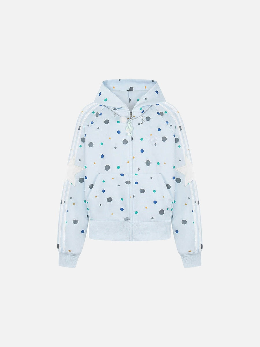 DAXUEN Polka dot full-zip hooded sweatshirt