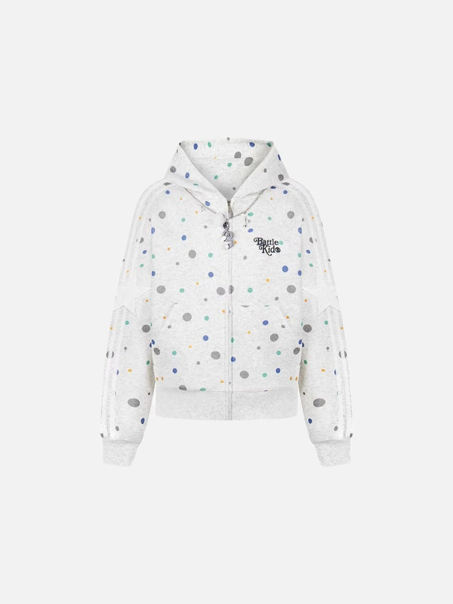 DAXUEN Polka dot full-zip hooded sweatshirt