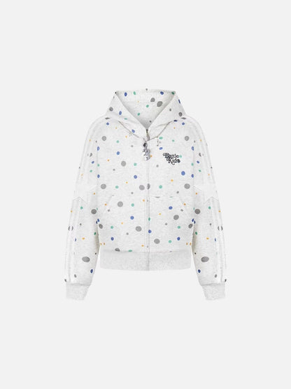DAXUEN Polka dot full-zip hooded sweatshirt