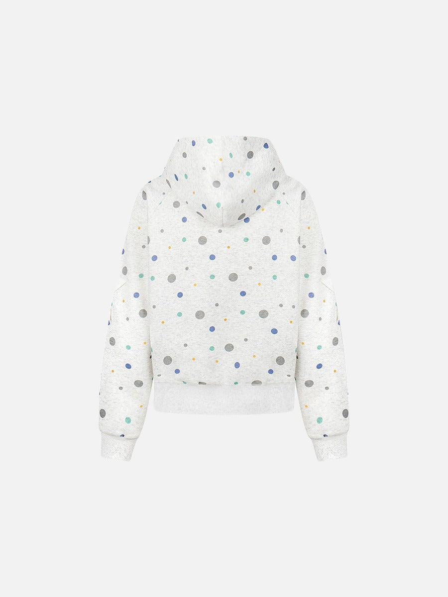 DAXUEN Polka dot full-zip hooded sweatshirt