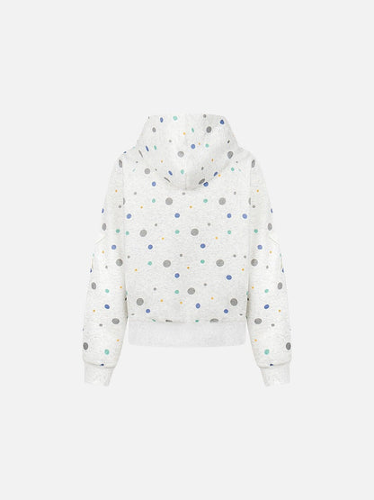 DAXUEN Polka dot full-zip hooded sweatshirt