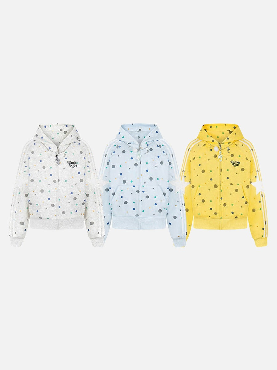 DAXUEN Polka dot full-zip hooded sweatshirt