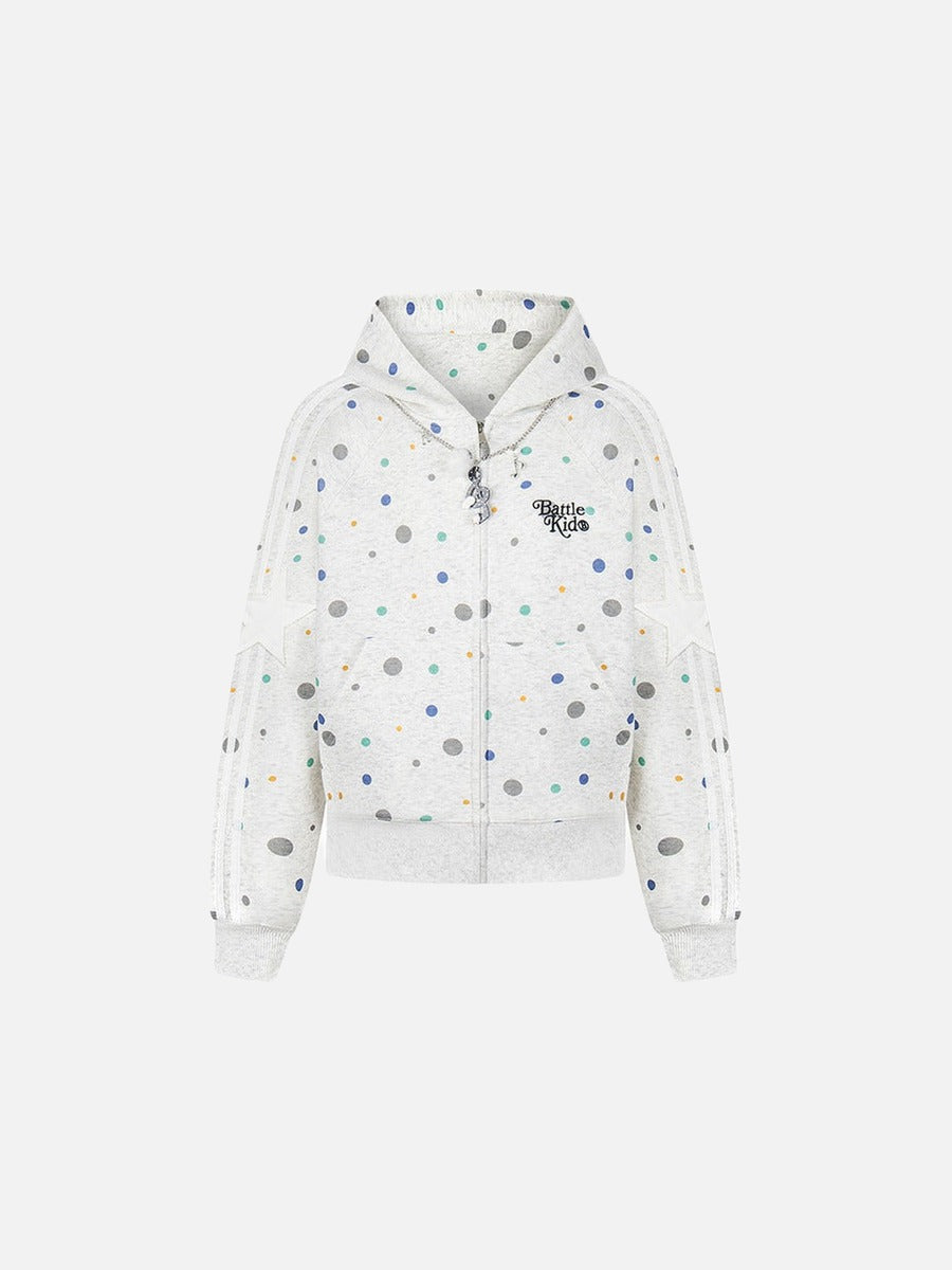 DAXUEN Polka dot full-zip hooded sweatshirt