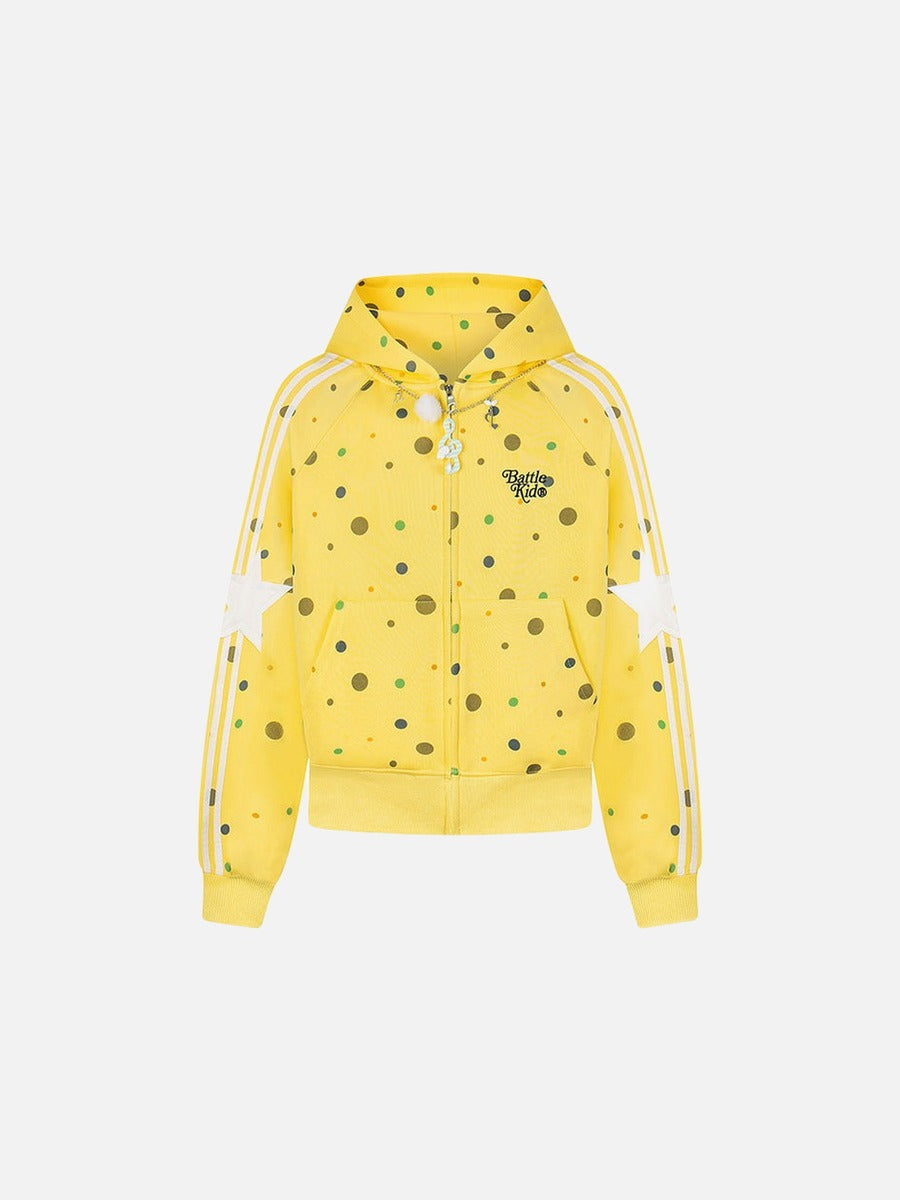 DAXUEN Polka dot full-zip hooded sweatshirt
