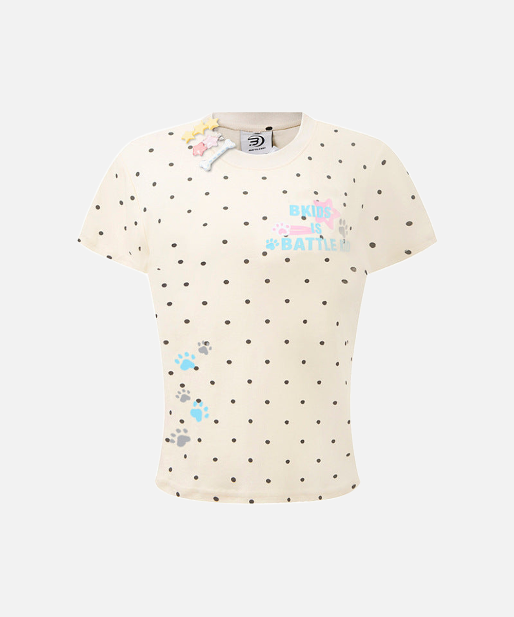 DAXUEN Polka dot graphic t-shirt with prints and decorative pins