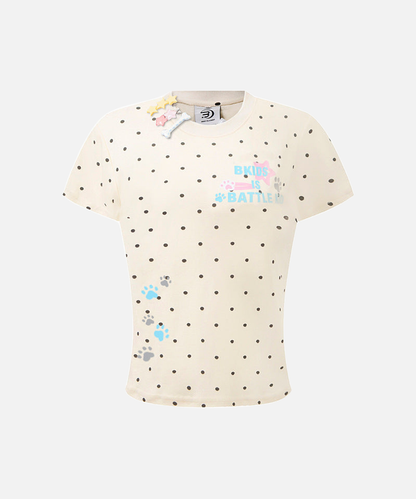 DAXUEN Polka dot graphic t-shirt with prints and decorative pins